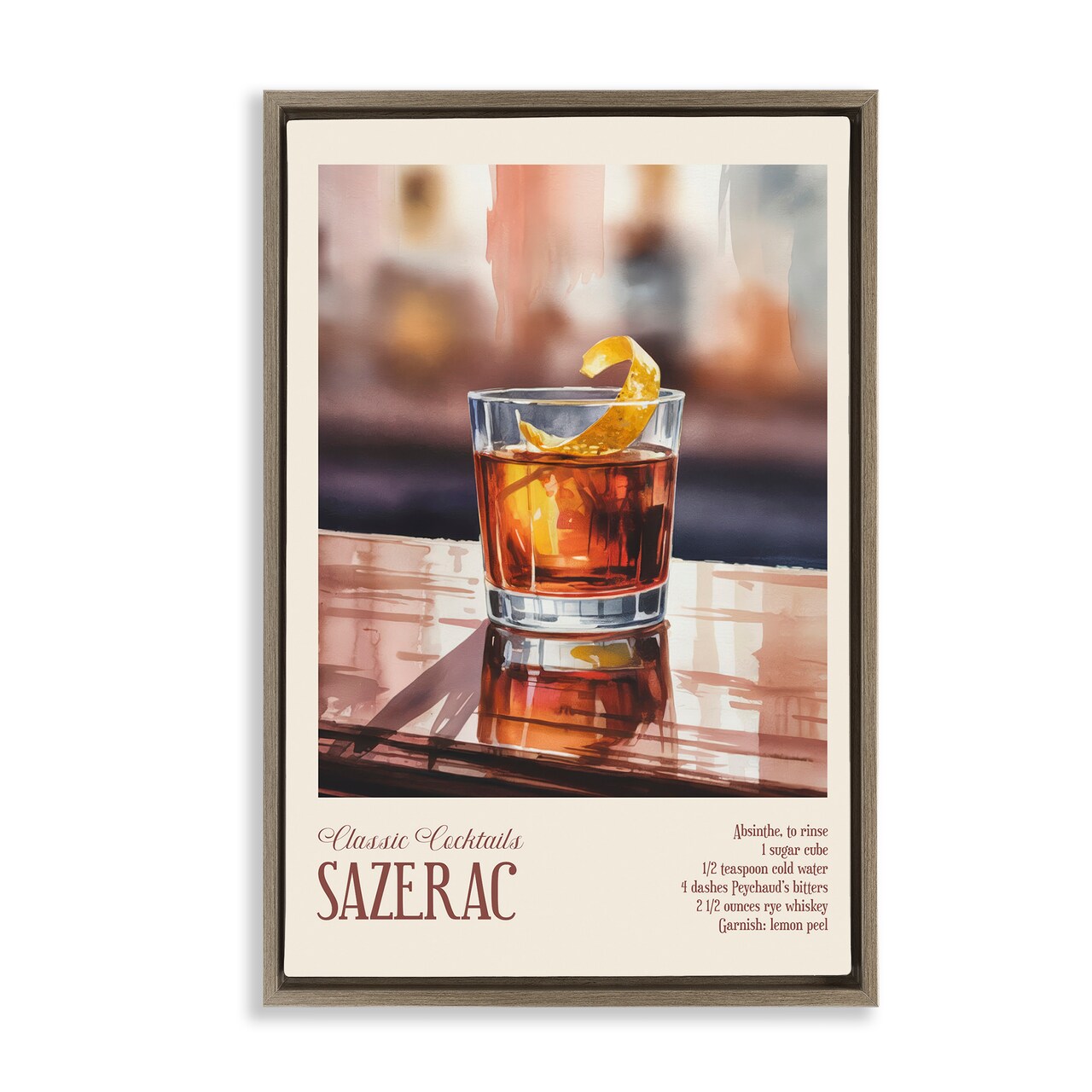 Stupell Industries Sazerac on Reflective Surface Floating Frame, design by Andreas Magnusson